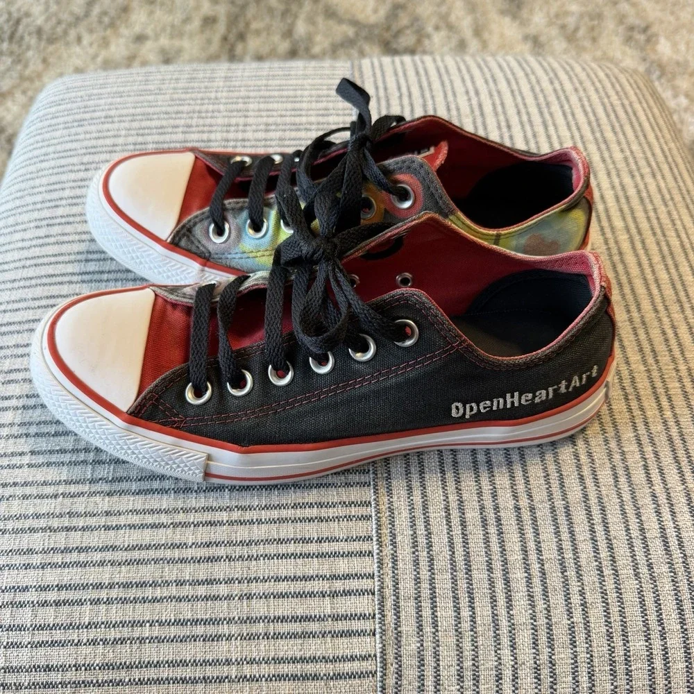 Custom Converse Chuck Taylor All Star OpenHeartArt Low Top Sneakers Men's 7.5